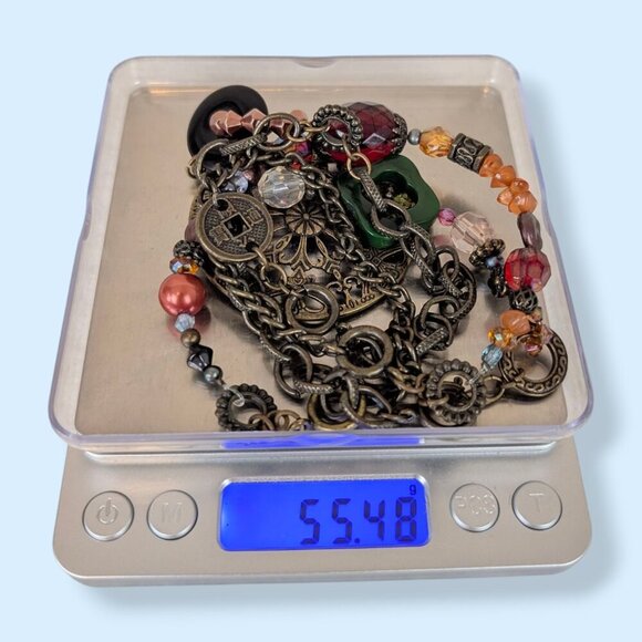 V. Brass Tone Beaded Adjustable Necklace - Picture 5 of 5